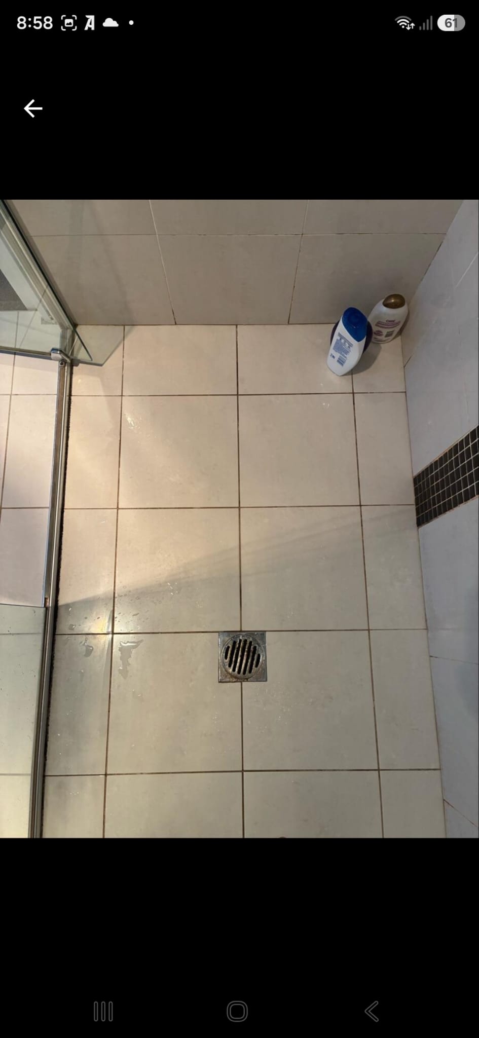 Shower floor before repair work