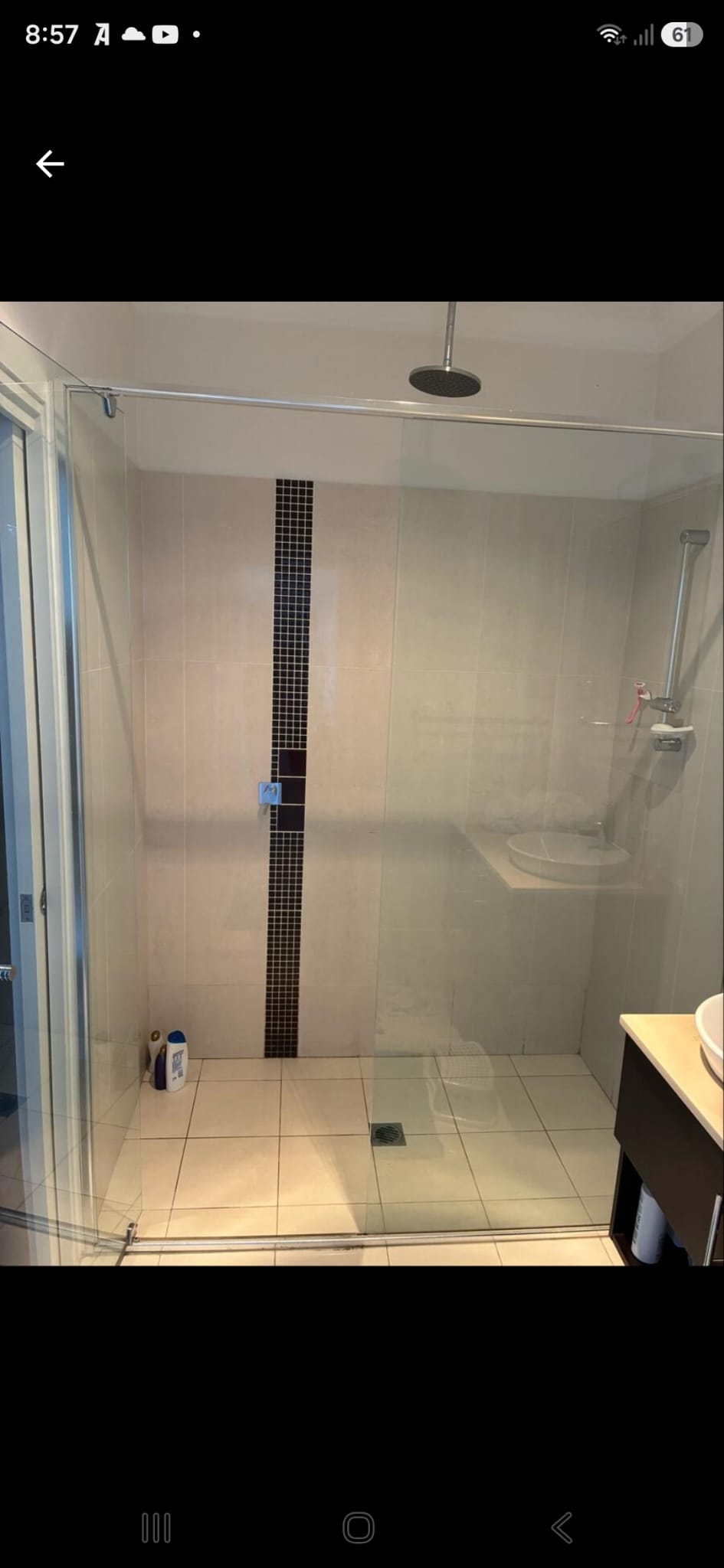 Shower before grout and sealing work